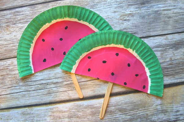 Watermelon Paper Plate Fans