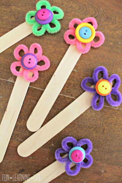 Popsicle Stick Flower Bookmark Craft