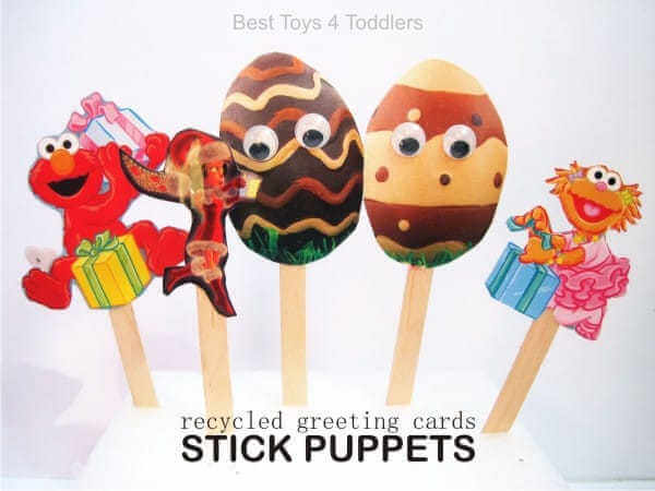 Recycled Greeting Card Stick Puppets