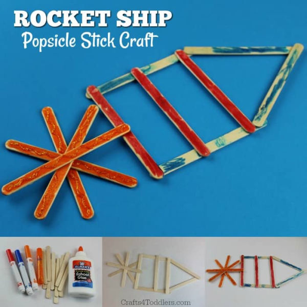 Rocket Ship Popsicle Stick Preschool Craft