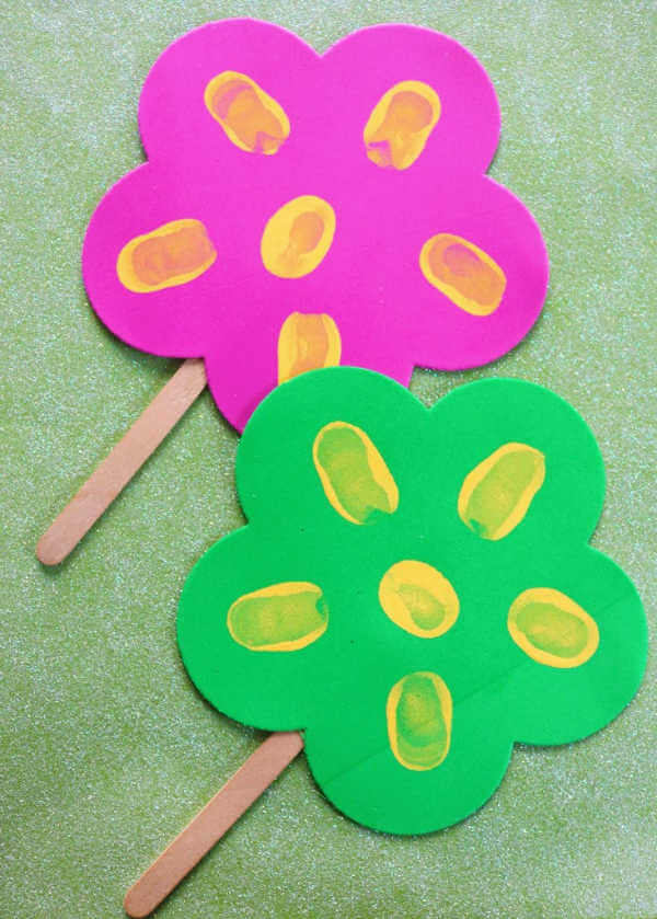 Thumbprint Popsicle Stick Flowers